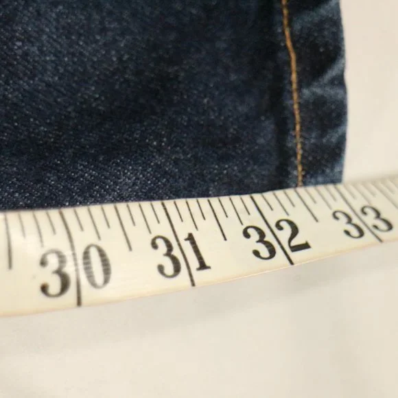 GUESS JEANS Bootleg Cut Dark Wash Blue Denim Jeans Sz 32 Men - Picture 12 of 13